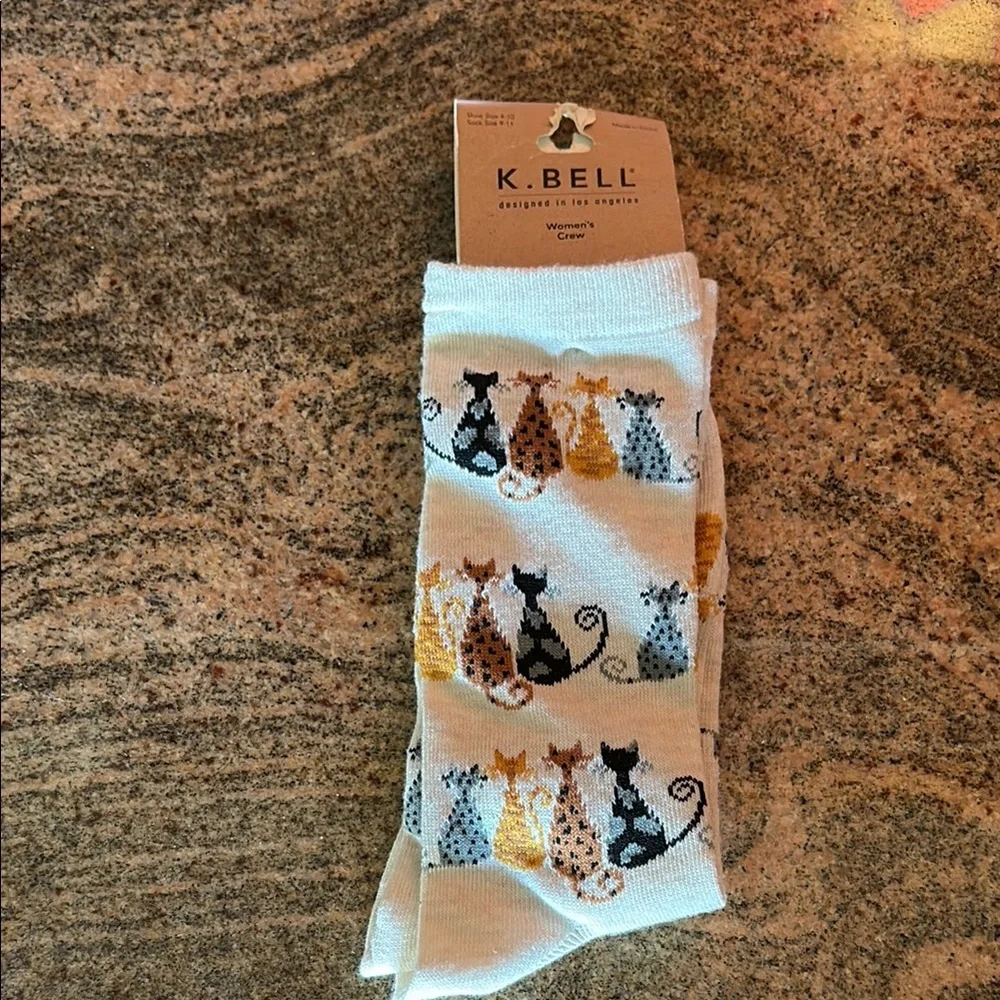 K. Bell Cat Patterned Socks - Picture 1 of 8